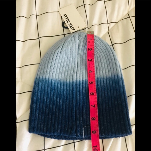 New -Attic Salt Blue Ombre Beanie Hat -Ribbed Knit Cap -Soft Warm Unisex Winter - Picture 4 of 9